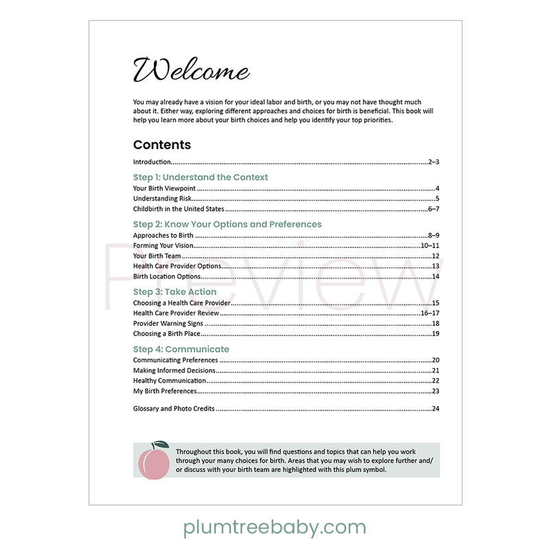 Birth Choices Booklet-Book-Plumtree Baby