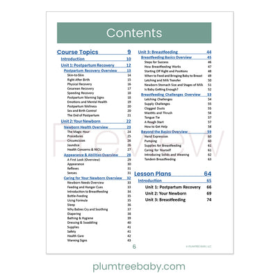 Postpartum and Baby Care Curriculum-Instructor Resource-Plumtree Baby