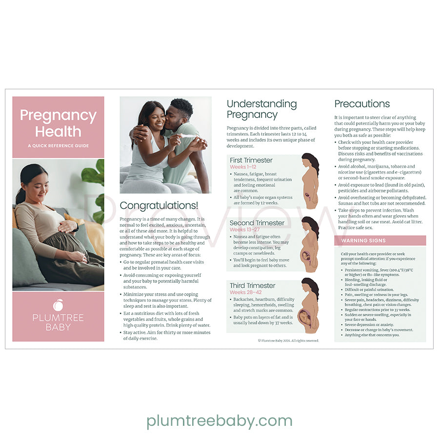 Pregnancy Health Quick Reference Guides - Pack of 50-Handout-Plumtree Baby