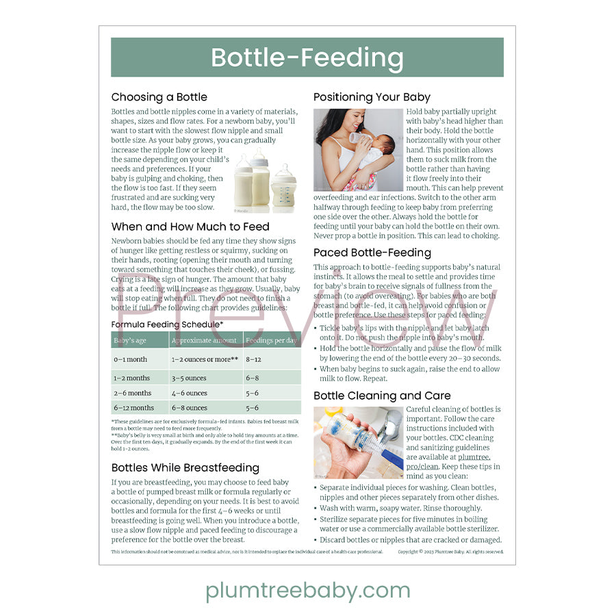 Formula and Bottle-Feeding Handouts - Pack of 50-Handout-Plumtree Baby
